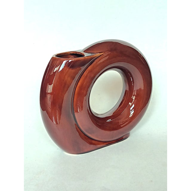 Vintage Parravicini Style Geometric Ceramic Vase, 1970s, in Good conditions. Designed 1970 to 1979