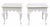 Details: -Pair white Queen Anne style end/side tables with brass pulls -Finished in soft, white factory paint with...