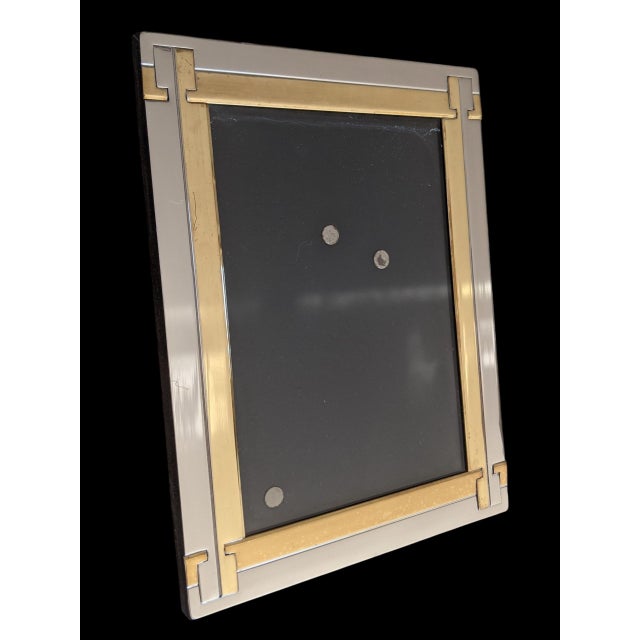 Vintage postmodern Brass and Chrome Picture Frame In the Style of Cartier 8.25"H x 6.25"W