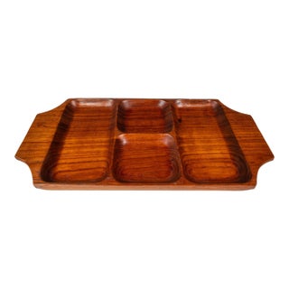 Mid-Century Organic Modern Serving Tray / Catchall Carved From Solid Burmese Teak, C. 1970s For Sale