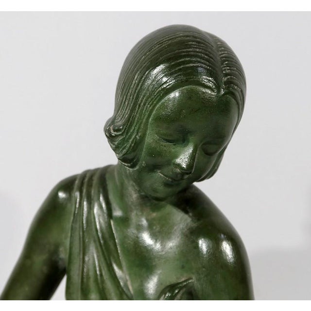 Art Deco Sculpture of La Demoiselle et le Chevreau by A. Godard, Early 1900s For Sale - Image 6 of 18