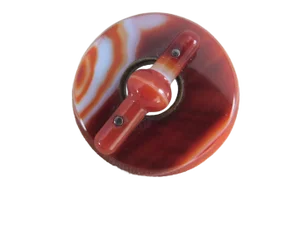 Vintage Round Banded Scottish Agate Brooch With Agate Crossbar