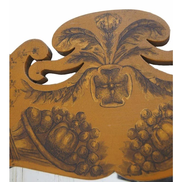 Italian Vintage Italian Painted and Ink Decorated Narrow Mirror Mustard Color For Sale - Image 3 of 10