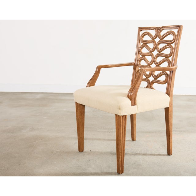 Camel Pair of Dessin Fournir Ribbon-Back Oak Dining Armchairs For Sale - Image 8 of 18