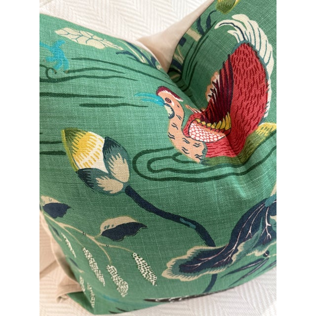 Japanese Lotus Garden Pillow 20” X 22” For Sale - Image 3 of 8