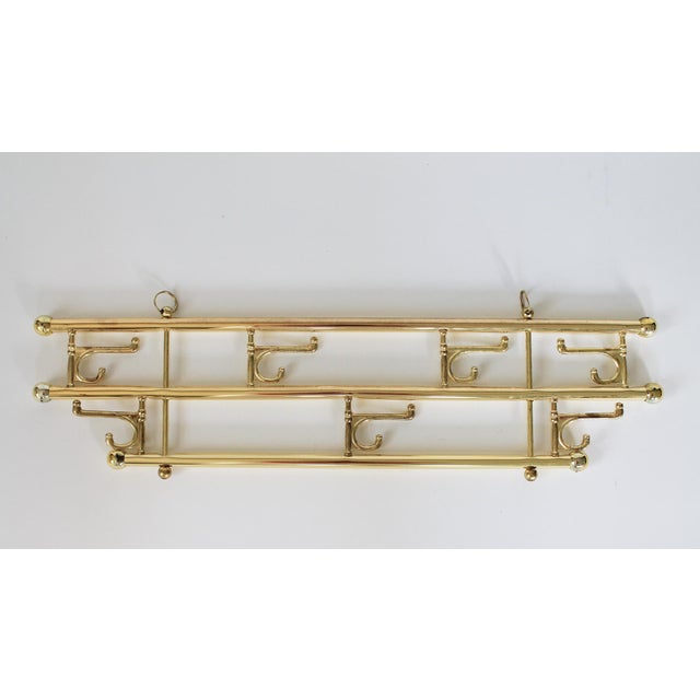 Mid-Century Modern Vintage Brass Plated Coat and Hat Rack Wall Mounted For Sale - Image 3 of 6