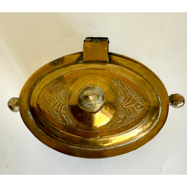 Moroccan Early 20th Century Moroccan Embossed & Engraved Brass Tea Caddy For Sale - Image 3 of 13
