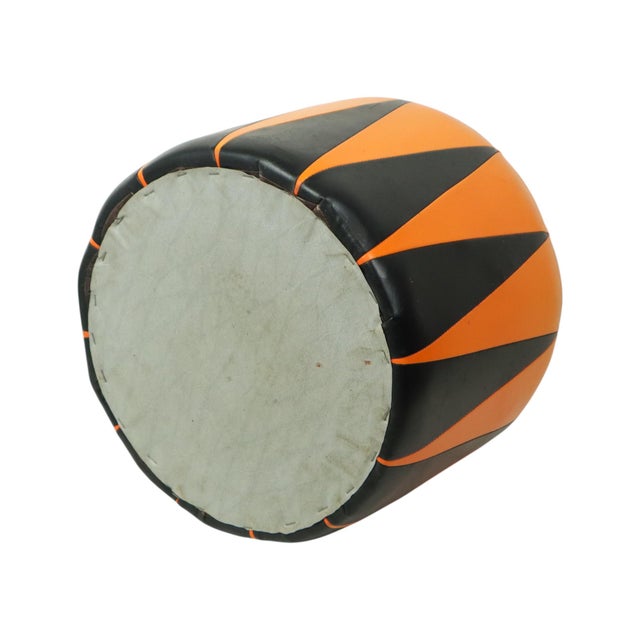 Vintage Round Pouf in Two-Tone Skai, 1960s For Sale - Image 9 of 15