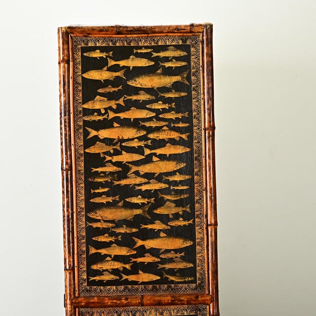 English 19th Century Bamboo & Decoupage Bookcase For Sale - Image 10 of 12