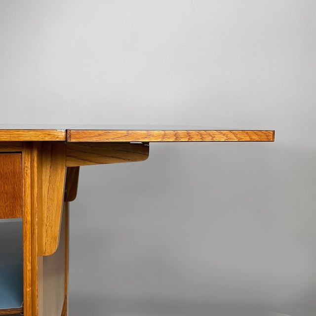 Mid-Century Modern Italian Worktable in Wood and Blue Formica, 1950s For Sale - Image 18 of 18