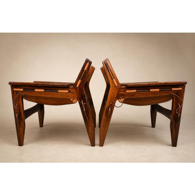 Wood Brazilian Modern “Kilin” Armchairs in Jacarandá Rosewood & Leather by Sergio Rodrigues, 1973 For Sale - Image 7 of 18