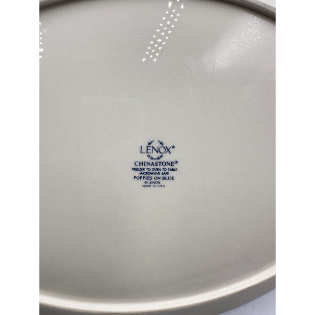 Ceramic 1990s Lenox Poppies on Blue Chinastone Usa Large Platter 14.5” For Sale - Image 7 of 7