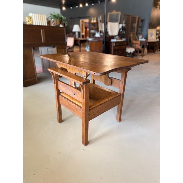 Early 1900s Antique Mission Oak Convertible Table Chair For Sale - Image 10 of 12