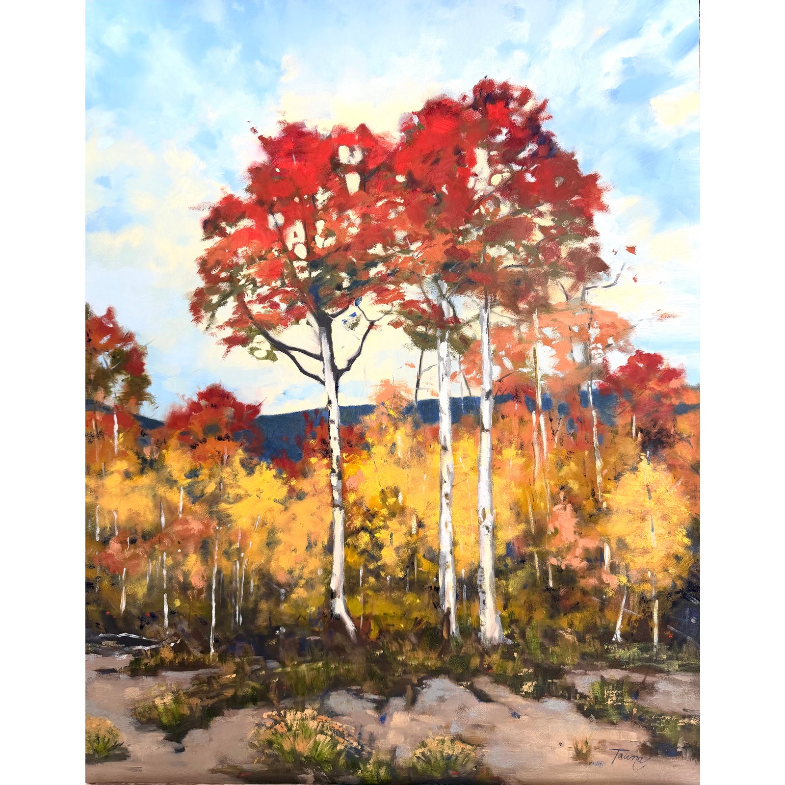 Ember Grove Contemporary Oil Painting | Chairish
