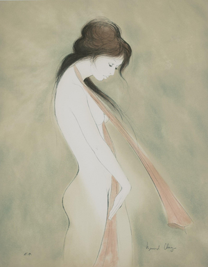 Bernard Charoy, Isabelle au foulard, Nude, Lithograph