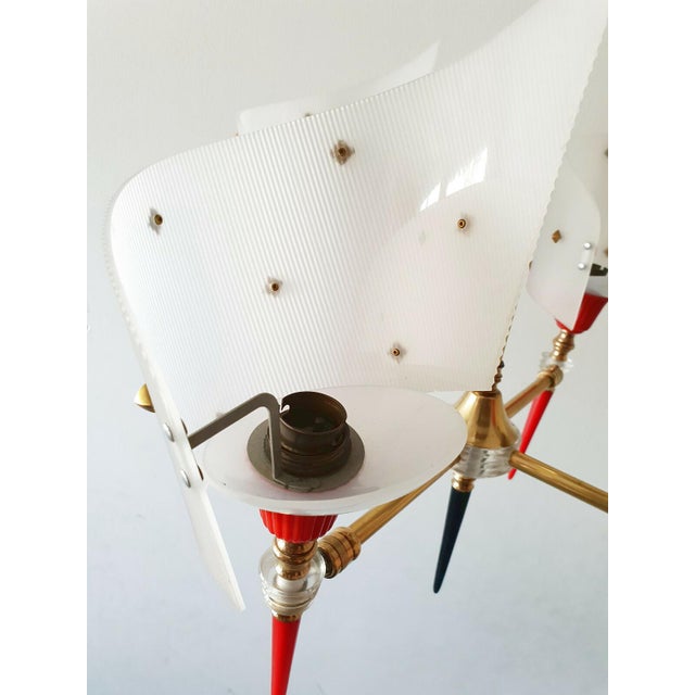 1950s Vintage Torch Pendant Light in Brass and Plastic, 1950s For Sale - Image 5 of 10