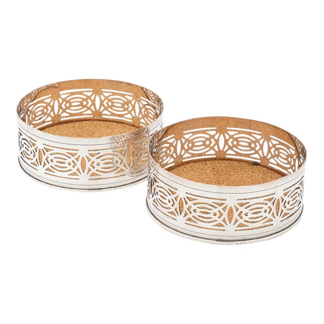 Pair of English Adam-Style Reticulated Silver-Plate Wine Coasters, C. 1880-1920 For Sale