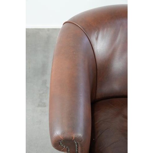 Brown English Style Cognac Cowhide Club Armchairs, Set of 6 For Sale - Image 8 of 15