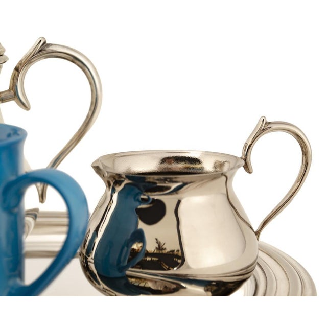 Litolff Blue Porcelain Mug and Elkington & Co Silver Plated Coffee Service, 2010s, Set of 4 For Sale - Image 10 of 16