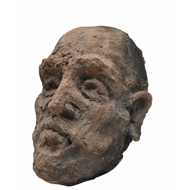 Terracotta sculpture of an Expressionist Head, Italy 1960s. The style recalls the modern sculpture of the early 20th...