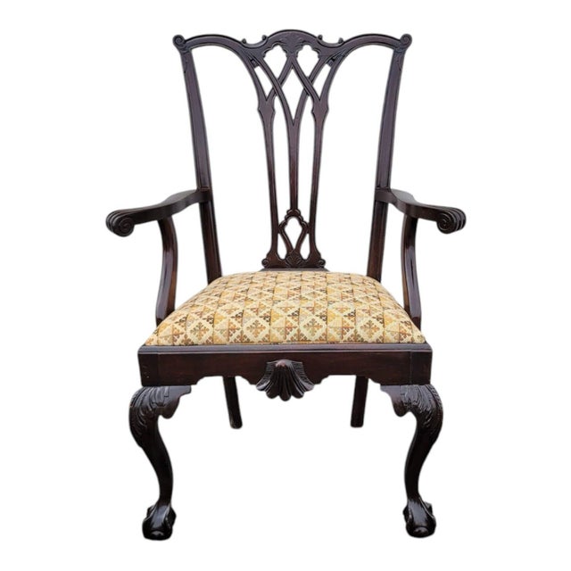 This elegant antique side/desk chair dates back to the 1880s and is crafted from solid mahogany in the timeless...
