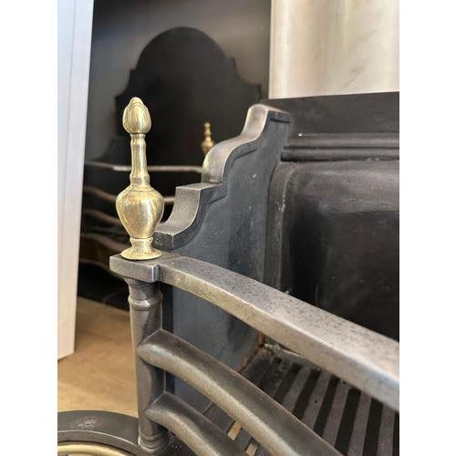 Antique English Regency Style Brass and Steel Fire Grate, 1880 For Sale - Image 4 of 14