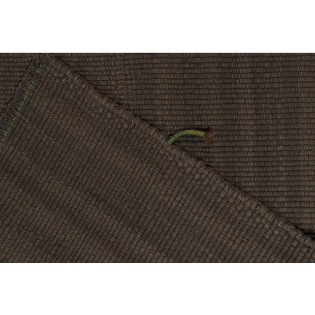 Textile Rug & Kilim’s Contemporary Kilim in Rich Brown Stripes, Panel Woven Style For Sale - Image 7 of 8