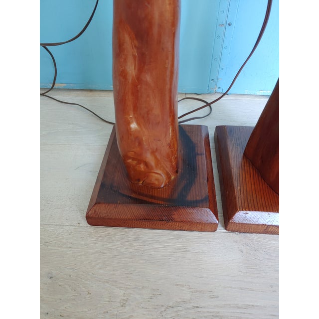 Wood Mid-Century Old Florida Cypress Knee Lamps - a Pair For Sale - Image 7 of 11