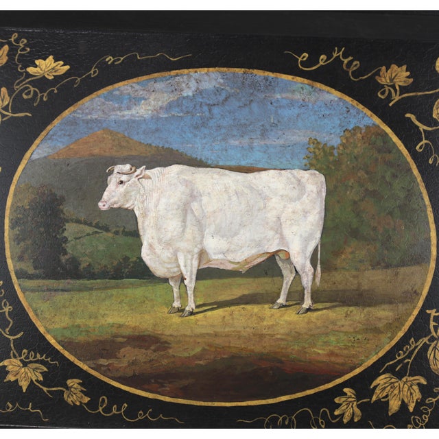 Late 20th Century 20th Century Hand-Painted English Countryside Art Decorative Metal Tray For Sale - Image 5 of 12
