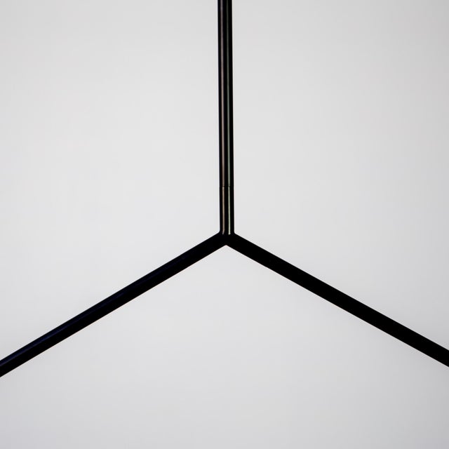 Y Pendant Medium, Black, 32in H, 3 Inch Glass Globes, by Research.Lighting, Modern, Minimal Hanging Light For Sale In New York - Image 6 of 8
