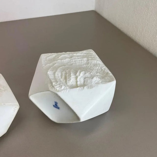 Op Art German Biscuit Porcelain Vases from Ak Kaiser, 1970s, Set of 2 For Sale - Image 14 of 15