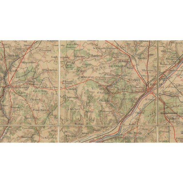 Antique French Folding Map of Tours by Le Mans & Chartres, 1902 For Sale - Image 4 of 10
