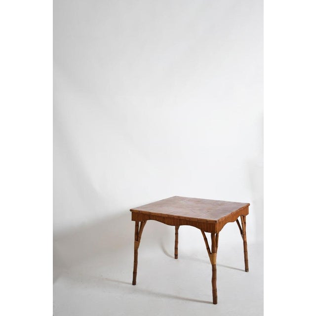 1950s Rattan Square Game Table, 1950s For Sale - Image 5 of 7