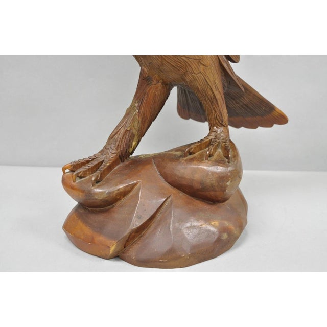 Vintage Black Forest 24" Hand Carved Wood Bald Eagle Figure Statue Sculpture For Sale - Image 9 of 18