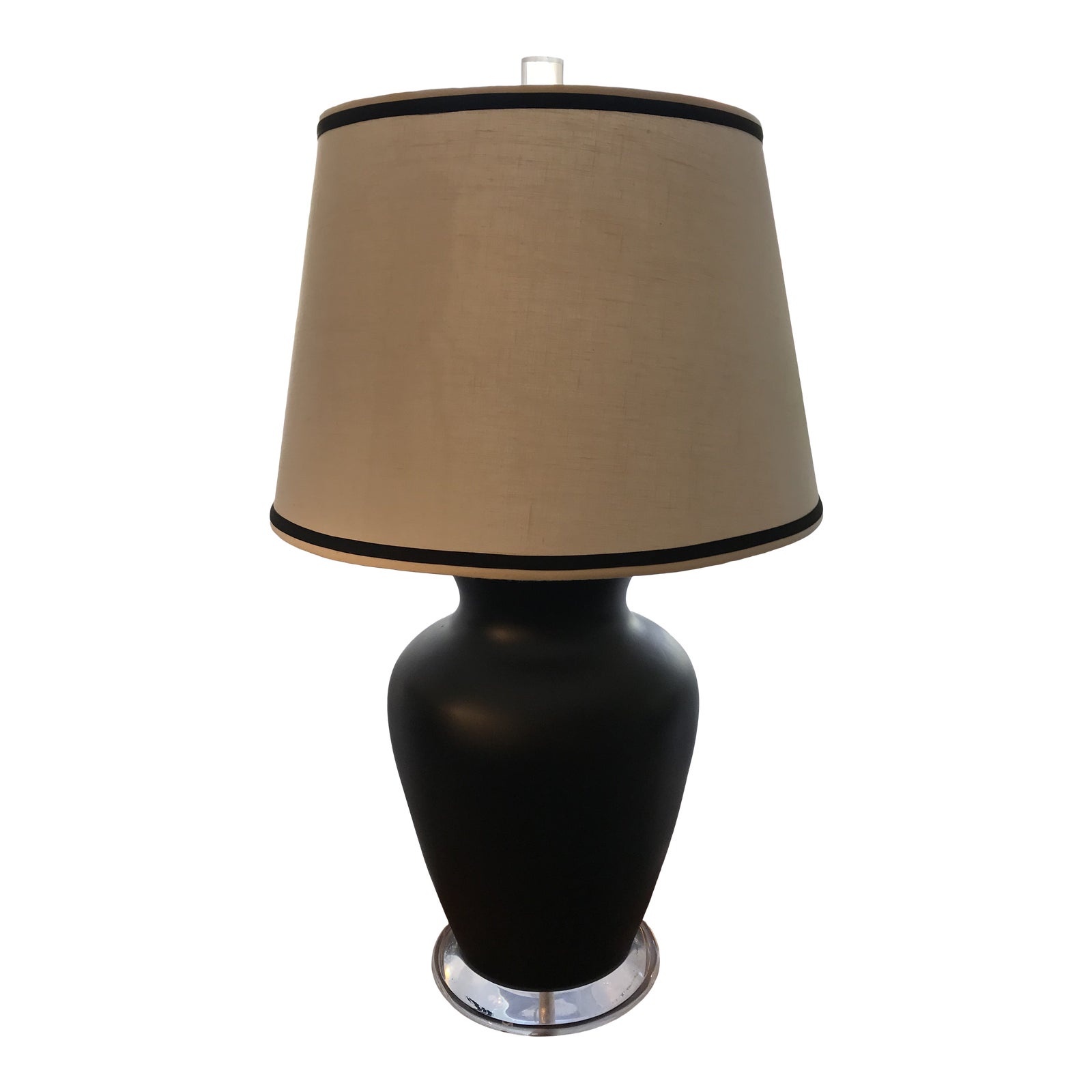 Restored, Vintage ExtraLarge Black Ceramic Vase Table Lamp Chairish