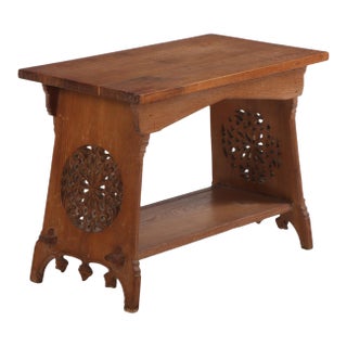 French Brutalist Style Carved Oak Table, C 1930 For Sale