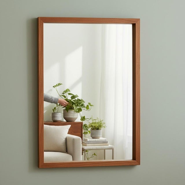 Large Mid-Century Minimalist Scandinavian Teak Full-Length and Floor Mirrors For Sale In Palm Springs - Image 6 of 17