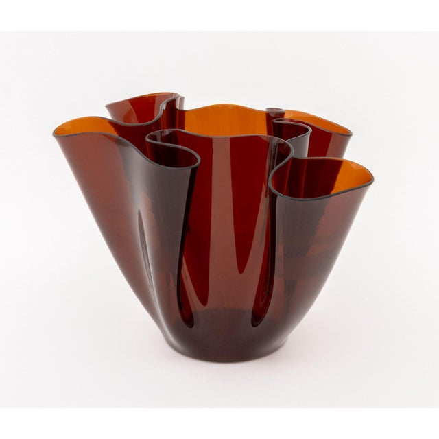 Amber Fontana Arte Amber Art Glass Cartoccio Vase For Sale - Image 8 of 10