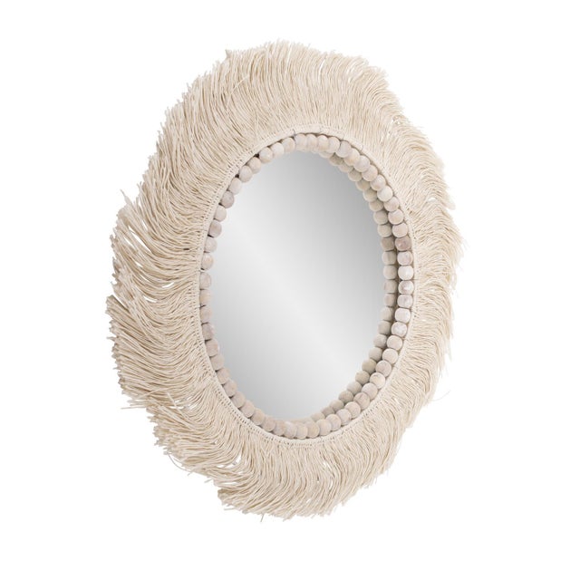 Contemporary Fringe Round Mirror For Sale - Image 3 of 9