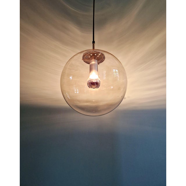 Space Age Pendant Light in Smoked Glass by Glashütte Limburg, 1970 For Sale - Image 13 of 16