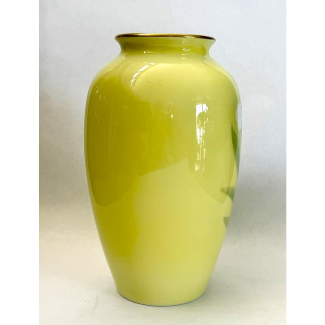 Fukugawa Seiji Arita Ware Yellow Vase With Phalaenopsis For Sale - Image 9 of 16