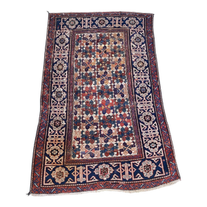 19th Century Tribal Antique Caucasian Avar Dagestan Rug, 3.5' by 5.2'