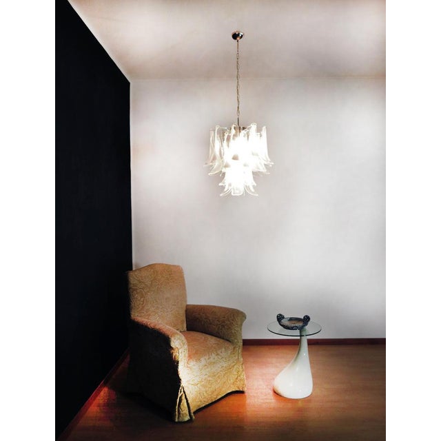White Vintage Italian Murano Chandelier 26 Glass Petals, 1990s For Sale - Image 8 of 12