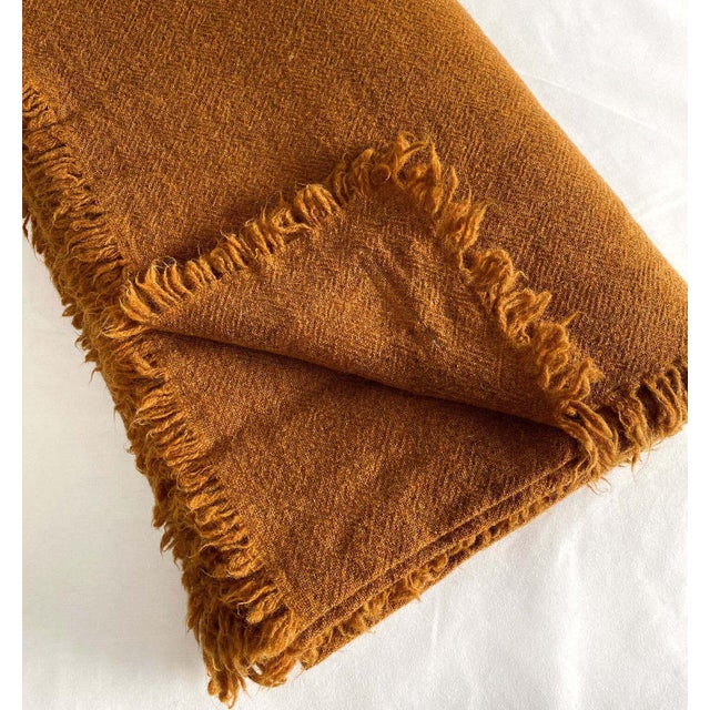 Not Yet Made - Made To Order Pure French Virgin Wool Throw in Ambre For Sale - Image 5 of 6