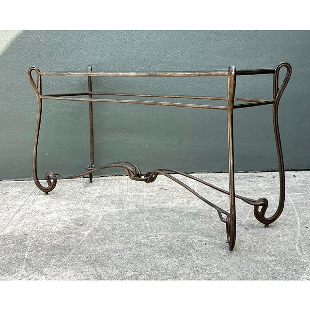 Metal Vintage Art Nouveau Forged Metal Console Table For Sale - Image 7 of 12