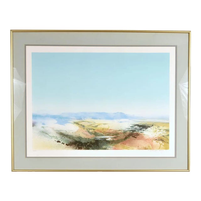 Large Scale John Maxon Hi Rider Watercolor Abstract Landscape Aquatint Etching For Sale