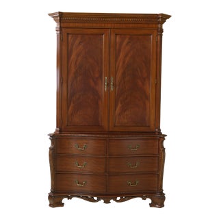 Georgian Carved Mahogany 2 Door Tv Cabinet Wardrobe For Sale