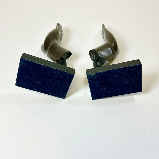 Mid-Century Asian Boho Chic Cast Metal Buddha Hand Sculpture - Set of 2. For Sale - Image 12 of 13