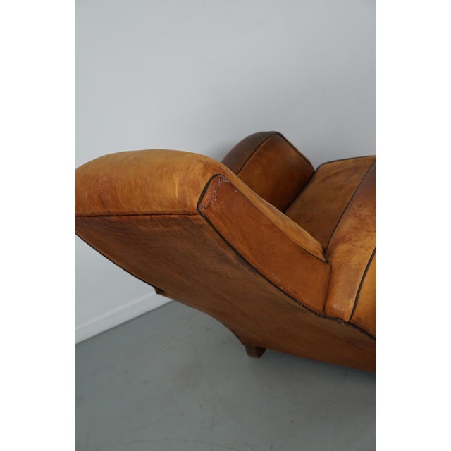 Vintage French Cognac-Colored Leather Club Chair, 1950s For Sale - Image 10 of 18