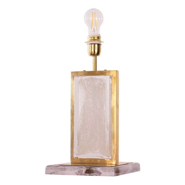 Italian Collectable Handmade Artistic Table Lamp in Murano Glass & Brass, Italy For Sale